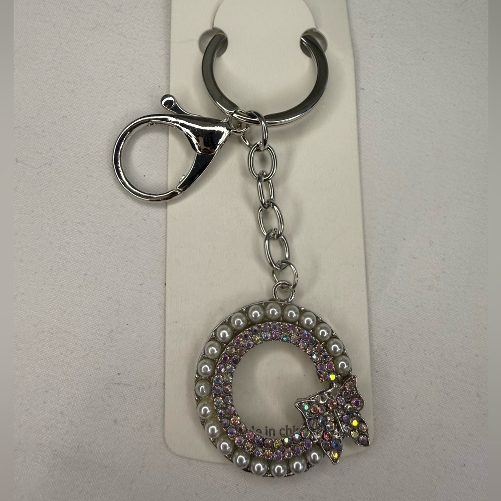 Butterfly Rhinestione/Pearl Multicolor Keychain/Bagcharm Accessory